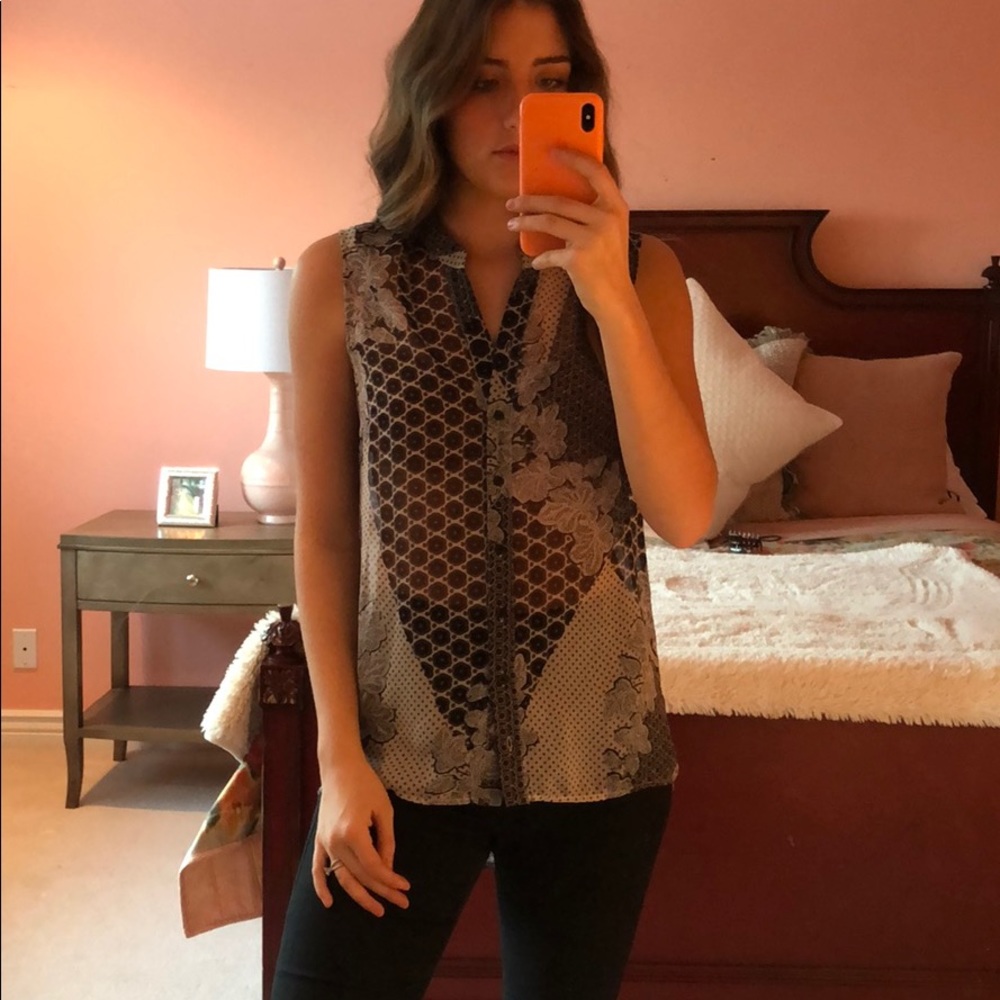 Preione Chiffon Blouse B&W Patterned